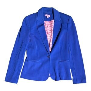 Lilly Pulitzer Womens Leighton Stretch Blazer Navy Academia Preppy